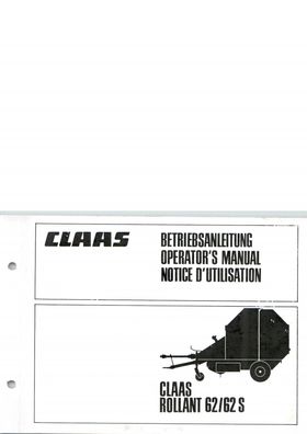 Ungebrauchte Betriebsanleitung CLAAS Rollant 62 und 62 S mit Schmierplan