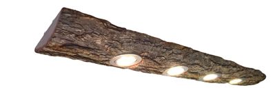 LED Decken Holz Lampe Rustikal 120cm Massivholz Limitiertes Unikat Holzlampe