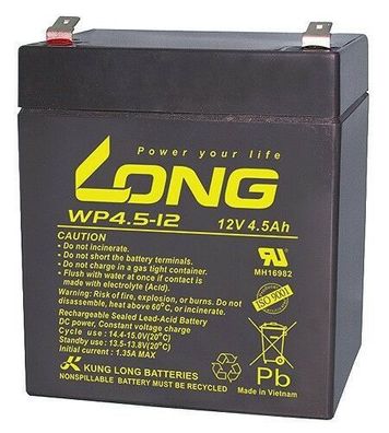 LONG Batterie Akku Batterieakku Bleiakku Gelbatterie wartungsfrei 12V 4,5Ah AGM
