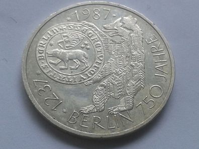 10 Mark 1987 BRD Deutschland 750 Jahre Berlin Berliner Bär 15,5g 625er Silber
