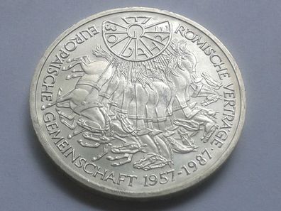 10 Mark 1987 BRD Deutschland Römische Verträge 15,5g 625er Silber