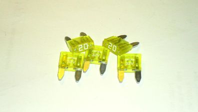 5 Stk. -Mini- Flachstecksicherung 20A gelb
