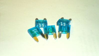 5 Stk. -Mini- Flachstecksicherung 15A blau