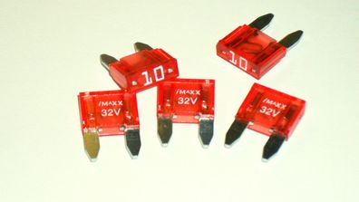 5 Stk. -Mini- Flachstecksicherung 10A rot