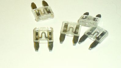 5 Stk. -Mini- Flachstecksicherung 25A transparent