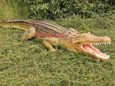 Alligator Krokodil Figur Statue Skulptur Gartenteich groß Deko Reptil lebensecht