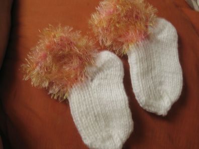 1Paar Socken handgestrickt aus Rellana Polyacryl Gr 18 Baby