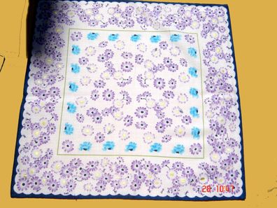 Taschentuch Dirndl Chrysanthemen Taschentuch Baumwolle weiß mit petrol 30x30 cm