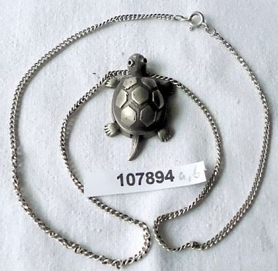 massive Kette mit Anhänger bewegliche Schildkröte aus 925er Silber