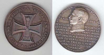Silber Medaille Kaiser Wilhelm II Erneuerung des Eisernen Kreuzes 1914