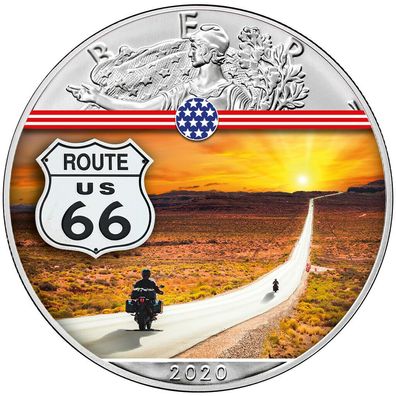 American Silber Eagle Wahrzeichen 2020 Route 66 Farbe 1 oz 999 Silber (8)