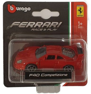 Bburago Ferrari Race & Play Modellauto F40 Competizione 1:64 Spielzeugauto