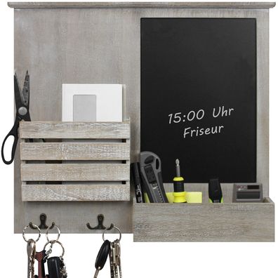 Wohaga® Wandorganizer 'Blackboard' mit Tafel Ablagen und Haken Wandablage Wandboard