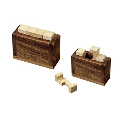 Sarcophagus - Hevea- und Samena-Holz - 4 Puzzleteile - Knobelspiel - Geduldspiel