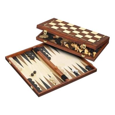 Schach-Backgammon-Dame-Set - Feld 30 mm - Randbeschriftung