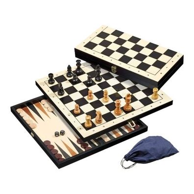 Schach-Backgammon-Dame-Set - Feld 44 mm