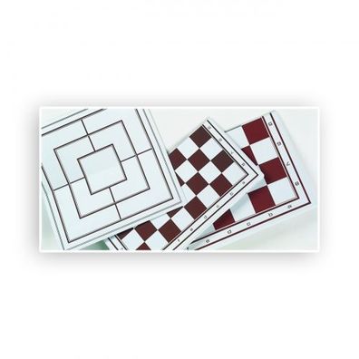 Schach-Dame-Spielplan - faltbar - Rückseite Mühle - Breite 33,5cm - Feldgröße 35m