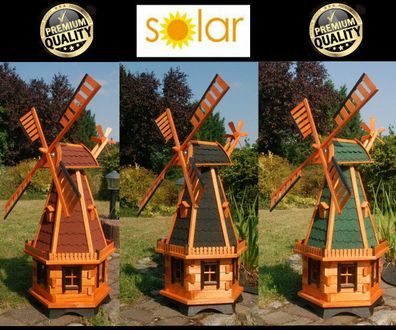 XXL Premium LED Solar Windmühle 145cm vers. Farben Bitum kugelgelagert Garten