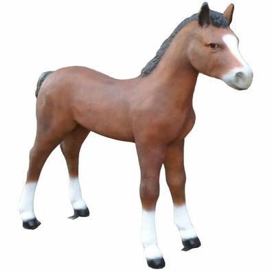 XL Premium Fohlen Pferd lebensgross 150cm x 140cm Garten Deko Figur m. Spedition