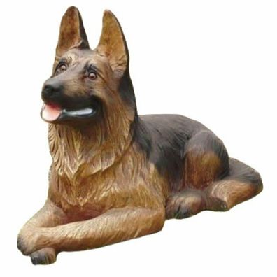XL Premium Schäferhund liegt in lebensgross 90cm Hund Garten Deko Figur