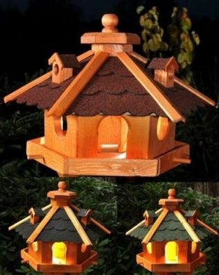 XXL Premium Vogelhaus mit / ohne Solar / Ständer Holz Futterhaus Vogelvilla