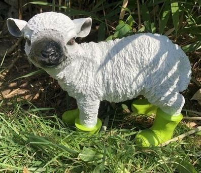 Lustiges Schaf in Gummistiefel Stiefel in Pink 30cm Premium Garten Deko Figur