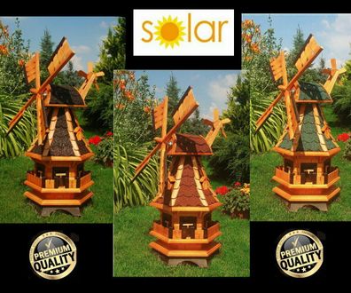 XXL Premium LED Solar 1m Windmühle 100cm vers. Farben Bitum kugelgelagert Garten