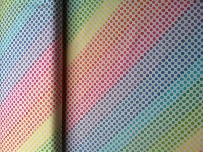 Meterware, ab 0,5 m: Bernatex "Pastel Rainbow Dots", 112 cm breit