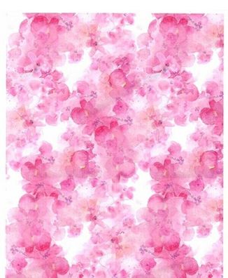 Meterware, ab 0,5 m: Baumwoll-Jersey "Aquarellblumen", rosa, 150 cm breit
