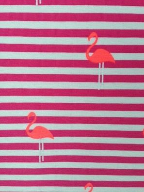 Meterware, ab 0,5 m: Baumwolljersey "Flamingos", 150 cm breit