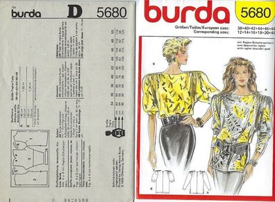 Original 1990er: burda Schnittmuster 5680, pattern, Gr. 38-48, sizes 12-22