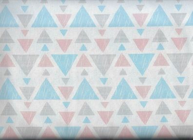 Baumwolldruck" Dreiecke", weiß-bunt, reine BW, 140 cm breit, Meterware, ab 0,5 m