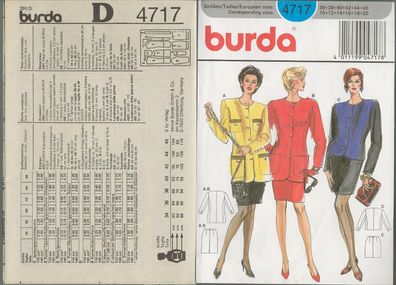 out-of-print: burda 4717, Kostüm, Gr. 38 - 40 (42), sizes 10-12-14