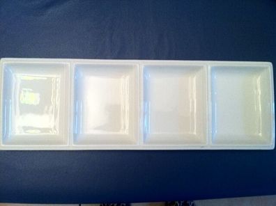 4er Set: ZIEHER 4-Teil-Platte J-CHEF, Porzellan weiß, 42 x 13,4 x 2,5 cm