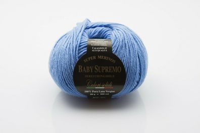 aus Italien: 50 g MERINO BABY Supremo, 100 % Merino extrafein, Fb. 164 blau