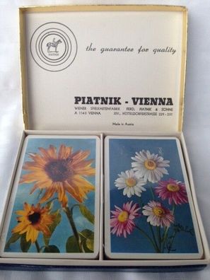 Rarität: Piatnik Spielkarten - Plastic covered cards - "Blumen" Doppeldeck
