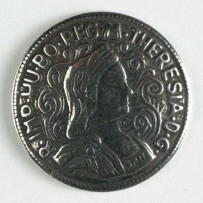 Trachtenknopf Metall, altsilber, mit Öse "Maria Theresia", 19 mm
