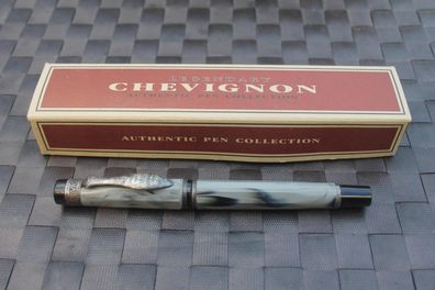 Chevignon Füllfederhalter, Vintage-Füller, Retro-Füllfederhalter, grau-meliert