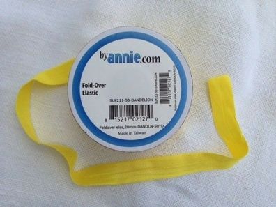 aus USA: by Annie fold-over elastic, 3 Meter Nylon-Gummiband, 20 mm breit, gelb