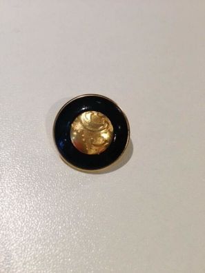 runder Knopf mit Öse, dunkelblau mit Gold, 20 mm