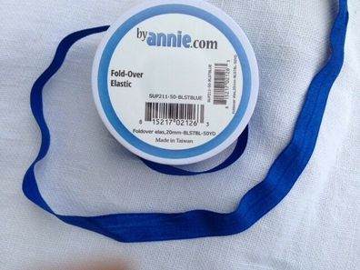 aus USA: by Annie fold-over elastic, 3 Meter Nylon-Gummiband, 20 mm breit, blau