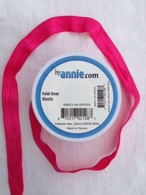 aus USA: by Annie fold-over elastic, 3 Meter Nylon-Gummiband, 20 mm breit, pink
