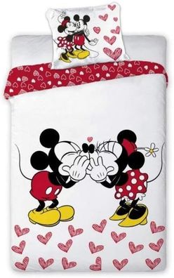Disney Mickey & Friends Bettwäsche Mickey Mouse Minnie Mouse Love Kissing