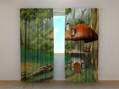 Fotogardine fantastische Pilze, Vorhang bedruckt, Fotodruck, Fotovorhang, nach Maß