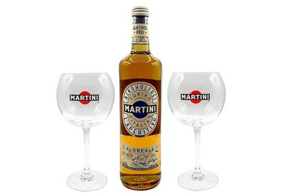 Martini Aperitiv - Martini Floreal Alkoholfrei 0,75L + 2 Martini Ballon Gläser