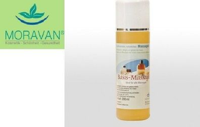 Moravan - Basis Massageöl 200ml - enthält Mandelöl, Macadamianussöl & Jojobaöl