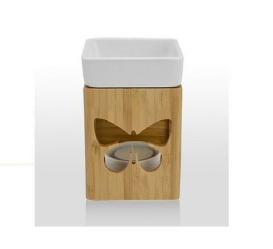 farfalla - Duftlampe Schmetterling - Aus Bambus mit weißer Keramikschale,