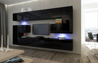 Albania NX3 Möbel für Wohnzimmer Wohnwand Mediawand Schrankwand Wohnschrank