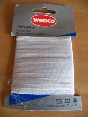 Einzuglitze weiß 5m Baumwolle von Wenco