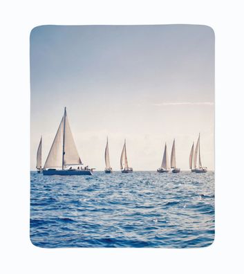 Foto-Kuscheldecke Meer und Segelboote bedruckte Wohndecke mit Motiv Fotodruck Fleece